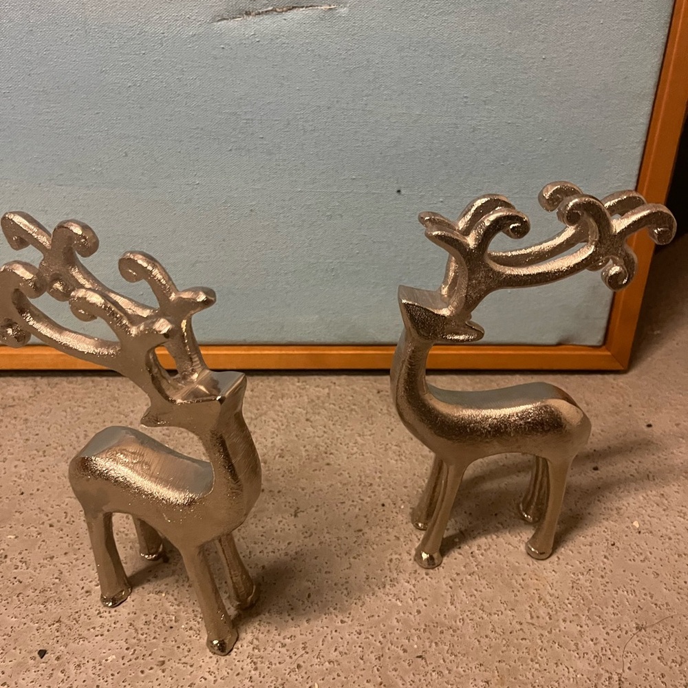 Holiday Metallic Reindeer Figurines - Set of 2